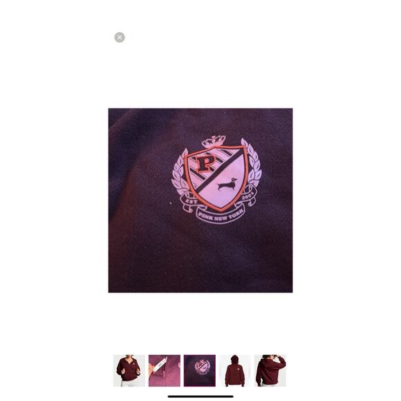 NWT Women’s XL Victoria Secret PINK Ivy Fleece Campus Full Zip Hoodie Wild Rose - Picture 3 of 8